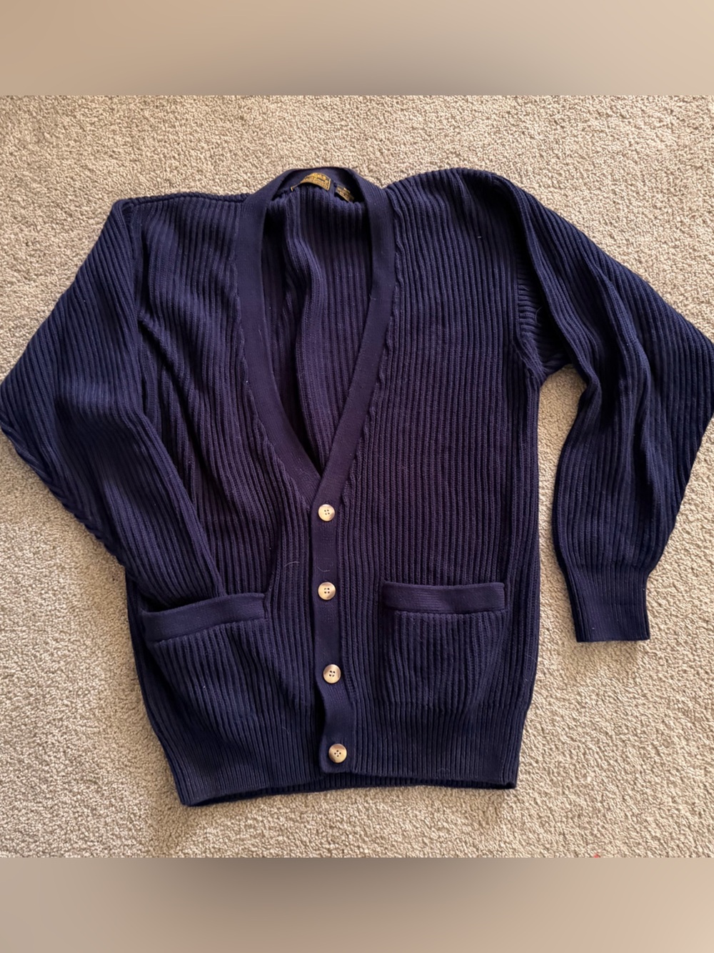 Eddie Bauer Dark Navy Ribbed Button Cardigan